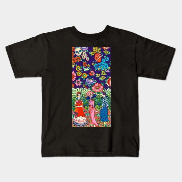 Inspiring Frida Kahlo Flower Kids T-Shirt by semekadarso